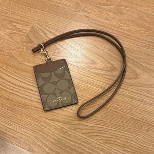 Coach Tan and Brown Signature ID Holder